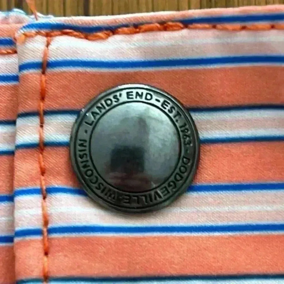 NWOT Men's Lands End Lined 7" Hybrid Swim Shorts Trunks Orange Stripe M 32-34 - Picture 7 of 11